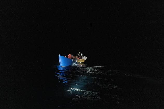 Ocean Viking - on board Rescue at sea operated by the Ocean Viking ship during the night on 25 October 2022, in the Mediterranean Sea, in the international waters off Malta. 56 people were rescued including 27 minors unaccompained and 2 women. Copyright: xVINCENZOxCIRCOSTAx VCIRCOSTA-43