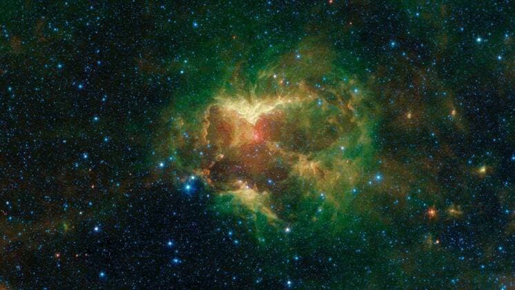 Bilder des Jahres 2022, News 10 Oktober News Themen der Woche KW44 News Bilder des Tages Aufnahme des Spitzer-Teleskops von der äusseren Milchstrasse October 31, 2022 - Space - While observing the outer region of the Milky Way galaxy, our Spitzer Telescope captured this infrared image of a cloud of gas and dust that looks like the hollowed-out pumpkins we see every Halloween. Nicknamed the Jack-o -Lantern Nebula, it was likely created by powerful outflows of radiation and particles from a massive O-type star, about 15 to 20 times heavier than the Sun. The data used to create this image was collected during Spitzer s cold mission, which ran between 2004 and 2009. Space - ZUMAz03_ 20221031_shl_z03_528 Copyright: xNASA JPL-Caltechx