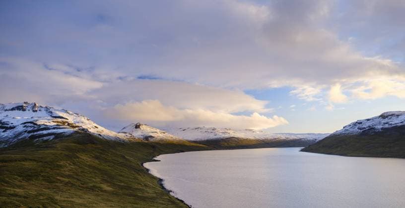 Landscape at fjord Ingolfsfjoerdur. The Westfjords (Vestfirdir) in Iceland during late autumn Herbst. Europe, Northern Europe, Iceland Â¬ÂMartinZwick REDA&CO 1028_38_MZW15966