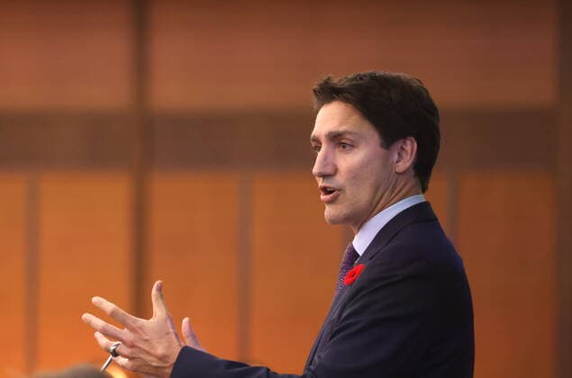 November 2, 2022, Ottawa, ON, Canada: Prime Minister Justin Trudeau speaks at a Sustainable Finance Forum on Parliament Hill in Ottawa on Wednesday, November 2, 2022. Ottawa Canada  - ZUMAc35_ 20221102_zaf_c35_109 Copyright: xPatrickxDoylex