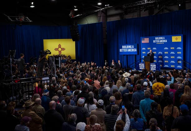 November 3, 2022, USA: President Joe Biden speaks to his supporters during a Democratic rally held at the Ted M. Gallegos Community Center in southwest Albuquerque, N.M., on Thursday, Nov. 3, 2022. USA - ZUMAab1_ 20221103_zaf_ab1_032 Copyright: xAlbuquerquexJournalx