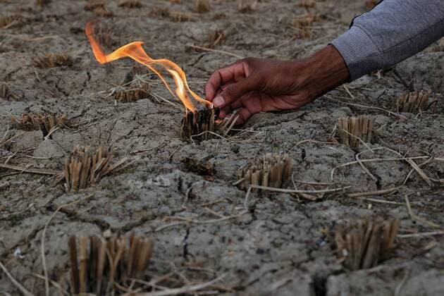 News Themen der Woche KW44 Paddy Harvesting In Kashmir A farmer burns paddy stubble after completed harvesting in a rice field in Baramulla Jammu and Kashmir India on 04 November 2022 Baramulla India  Copyright: xNasirxKachroox originalFilename: kachroo-notitle221104_nppob.jpg