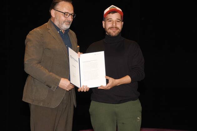 Anton Biebl Kulturreferent Emre Akal Foerderpreis Theater 2020 Prize winner Munich 06 11 2022 Muenchner Kammerspiele Theater Foerderpreis Award of the City of Munich