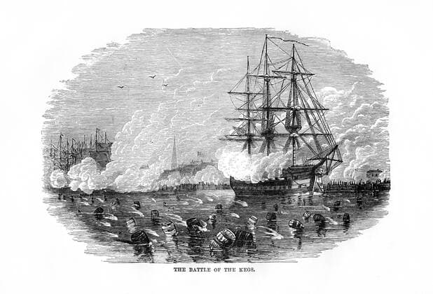 RECORD DATE NOT STATED The Battle of the Kegs , 6 January 1778, (1872). Artist: Unknown Copyright:xThexPrintxCollector HeritagexImagesx IMAGO ,1149640 ! ACHTUNG: AUFNAHMEDATUM GESCHÄTZT!  Copyright:ThexPrintxCollector HeritagexImagesx IMAGO