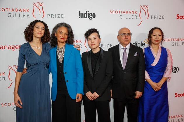 November 7, 2022, TORONTO, ON, CANADA: 2022 Giller Prize finalists from left, Noor Naga, Suzette Mayr, Kim Fu, Rawi Hage, and Tsering Yangzom Lama, attend the 2022 Scotiabank Giller Prize in Toronto, Monday, Nov. 7, 2022. TORONTO CANADA - ZUMAc35_ 20221107_zaf_c35_125 Copyright: xColexBurstonx