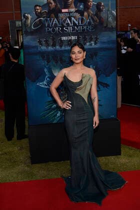 Black Panther: Wakanda Forever Fan Event November 9, 2022, Satelite City, Mexico: Actress Mabel Cadena attends red carpet of the Black Panther: Wakanda Forever Fan Event at Plaza Satelite. on November 9, 2022 in Satelite City, Mexico. (Photo by Carlos Tischler Eyepix Group) Copyright: xCarlosxTischler EyepixxGroupx CT_09112022_80616
