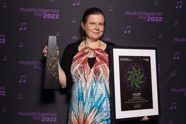STOCKHOLM 20221111 Britta Byström was the winner in the category Art Music Award of the Year small ensemle chamber music during the awarding of the Music Publishers Prize at the Grand Hotel in Stockholm Stockholm SWEDEN x10500x,  Copyright: xCamillaxSvenskx MUSIKFÖRLÄGGARNAS PRIS 2022