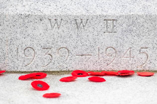 November 11, 2022, Kingston, Ontario, Canada: Poppies are seen on a cenotaph with markings of the years of the Second World War, during the Remembrance Day ceremony in Kingston, Ont., Friday, Nov. 11, 2022. Kingston Canada  - ZUMAc35_ 20221111_zaf_c35_033 Copyright: xLarsxHagbergx