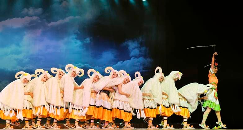 RECORD DATE NOT STATED CHENGDU - SEP 26: chinese ethnic dancers of Yi nationality perform on stage at JIAOZI theater.Sep 26,2010 in Chengdu, China. , 3917817.jpg, music, woman, girl, lady, female, man, male, fashion, person, fitness, folk, dance, actor, actress, act, vitality, excited, hot, emotion, fervor, passion, passionate, ardor, jolly, active, intense, art, entertainment, glamor, perform, pretty, beauty, stylish, theater, vogue, young, pose, minority, ethnic, tribal, chinese, custom, traditional, retro, sexy, costume, dress, attire, finery, Yi-nationality,