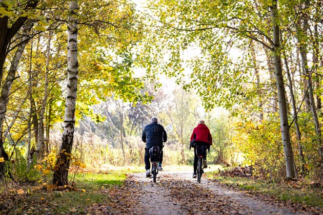 Ein Paar faehrt mit dem Fahrrad dem Mauerweg entlang an einen sonnigen Herbsttag in Berlin am 8. November 2022. (Foto: Emmanuele Contini) --- Filename: 202211088D4A9272.JPG Keywords: berlin, mauerweg, feature, herbst, sport, lichtenrade, sonne, licht Model Release: No, Property Release: No Copyright: Emmanuele Contini Mauerweg in Berlin *** A couple rides a bicycle along the wall path on a sunny autumn day in Berlin on November 8, 2022 Photo Emmanuele Contini Filename 202211088D4A9272 JPG Keywords berlin, wall path, feature, autumn, sport, lichtenrade, sun, light Model Release No, Property Release No Copyright Emmanuele Contini wall path in Berlin