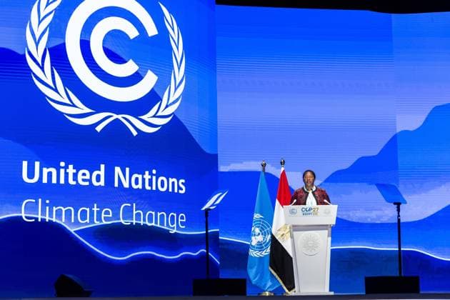 COP27 In Sharm El Sheikh - Ligh Level Segment Pennelope Beckles, Minister of Planning and Development of Trinidad and Tobago addresses delegates in Plenary room Nefertiti during the resumed High-Level Segment during the COP27 UN Climate Change Conference, held by UNFCCC in Sharm El-Sheikh International Convention Center, Egypt on November 15, 2022. COP27, running from November 6 to November 18 in Sharm El Sheikh focuses on implementation of measures already agreed during previous COPs. The Conference in Sharm El Sheikh focuses also on the most vulnerable communities as the climate crisis hardens life conditions of those already most disadvantaged. Sharm El Sheikh South Sinai Egypt  Copyright: xDominikaxZarzyckax originalFilename: zarzycka-cop27ins221115_npdd6.jpg