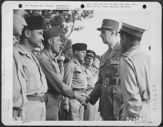 RECORD DATE NOT STATED Gen. Charles De Gaulle, Accompanied By Lt. Gen. Ira C. Eaker, Inspecting Sinagalese Troops At The Borgo Airport, Italy. Copyright: xpiemagsx naramil3pie14102022-2458 !ACHTUNG AUFNAHMEDATUM GESCHÄTZT!