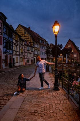 Beautiful view of colorful romantic city Colmar, France, Alsace Beautiful view of colorful romantic city Colmar, France, Alsace . Europe Couple mid age men and woman on Vacation Colmar France Copyright: xZoonar.com FokkexBaarssenx 16729200 ,model released, Symbolfoto ,property released