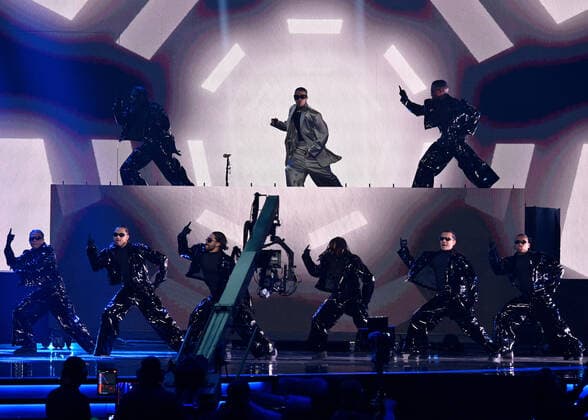 Puerto Rican singer Rauw Alejandro performs onstage during the 23rd annual Latin Grammy Awards at the Michelob Ultra Arena at Mandalay Bay Resort and Casino in Las Vegas, Nevada on Thursday, November 17, 2022.  LAV20221117011 JIMxRUYMEN