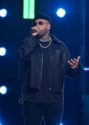 US singer-songwriter Nicky Jam performs onstage during the 23rd annual Latin Grammy Awards at the Michelob Ultra Arena at Mandalay Bay Resort and Casino in Las Vegas, Nevada on Thursday, November 17, 2022.  LAV20221117014 JIMxRUYMEN