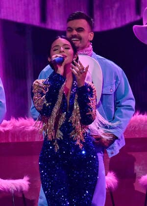 Angela Aguilar performs onstage during the 23rd annual Latin Grammy Awards at the Michelob Ultra Arena at Mandalay Bay Resort and Casino in Las Vegas, Nevada on Thursday, November 17, 2022.  LAV20221117022 JIMxRUYMEN