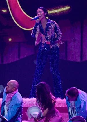 Angela Aguilar performs onstage during the 23rd annual Latin Grammy Awards at the Michelob Ultra Arena at Mandalay Bay Resort and Casino in Las Vegas, Nevada on Thursday, November 17, 2022.  LAV20221117023 JIMxRUYMEN
