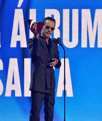 Marc Anthony accepts the Best Salsa Album award for Pa lla Voy onstage during the 23rd annual Latin Grammy Awards at the Michelob Ultra Arena at Mandalay Bay Resort and Casino in Las Vegas, Nevada on Thursday, November 17, 2022.  LAV20221117628 JIMxRUYMEN
