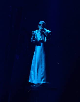 Rauw Alejandro performs onstage during the 23rd annual Latin Grammy Awards at the Michelob Ultra Arena at Mandalay Bay Resort and Casino in Las Vegas, Nevada on Thursday, November 17, 2022.  LAV20221117631 JIMxRUYMEN