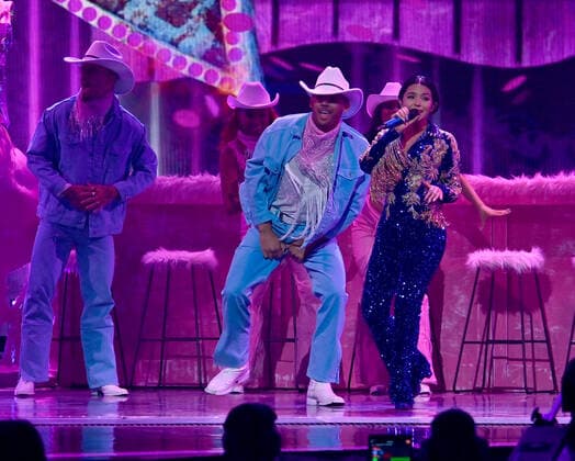 Ángela Aguilar performs onstage during the 23rd annual Latin Grammy Awards at the Michelob Ultra Arena at Mandalay Bay Resort and Casino in Las Vegas, Nevada on Thursday, November 17, 2022.  LAV20221117642 JIMxRUYMEN
