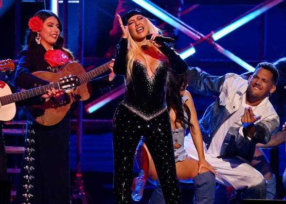 Christina Aguilera performs onstage during the 23rd annual Latin Grammy Awards at the Michelob Ultra Arena at Mandalay Bay Resort and Casino in Las Vegas, Nevada on Thursday, November 17, 2022.  LAV20221117030 JIMxRUYMEN