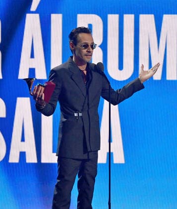 Marc Anthony accepts the Best Salsa Album award for Pa lla Voy onstage during the 23rd annual Latin Grammy Awards at the Michelob Ultra Arena at Mandalay Bay Resort and Casino in Las Vegas, Nevada on Thursday, November 17, 2022.  LAV20221117627 JIMxRUYMEN