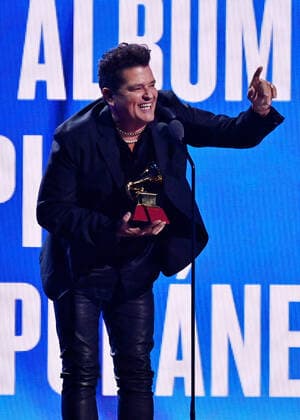 Carlos Vives accepts the Best Contemporary Tropical Album award for Cumbiana II onstage during the 23rd annual Latin Grammy Awards at the Michelob Ultra Arena at Mandalay Bay Resort and Casino in Las Vegas, Nevada on Thursday, November 17, 2022.  LAV20221117047 JIMxRUYMEN