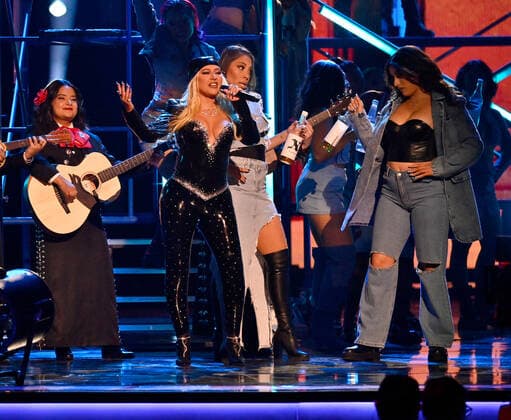 Christina Aguilera performs onstage during the 23rd annual Latin Grammy Awards at the Michelob Ultra Arena at Mandalay Bay Resort and Casino in Las Vegas, Nevada on Thursday, November 17, 2022.  LAV20221117661 JIMxRUYMEN