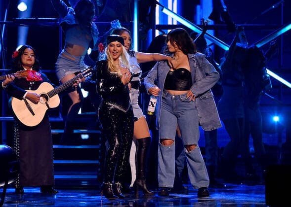 Christina Aguilera performs onstage during the 23rd annual Latin Grammy Awards at the Michelob Ultra Arena at Mandalay Bay Resort and Casino in Las Vegas, Nevada on Thursday, November 17, 2022.  LAV20221117662 JIMxRUYMEN