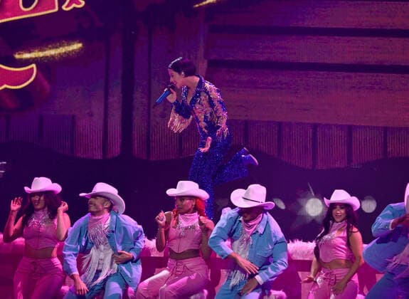 Ángela Aguilar performs onstage during the 23rd annual Latin Grammy Awards at the Michelob Ultra Arena at Mandalay Bay Resort and Casino in Las Vegas, Nevada on Thursday, November 17, 2022.  LAV20221117669 JIMxRUYMEN