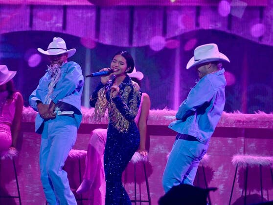 Ángela Aguilar performs onstage during the 23rd annual Latin Grammy Awards at the Michelob Ultra Arena at Mandalay Bay Resort and Casino in Las Vegas, Nevada on Thursday, November 17, 2022.  LAV20221117672 JIMxRUYMEN