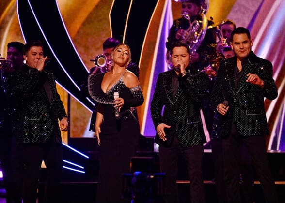 Chiquis Rivera and Banda Los Recoditos Band perform onstage during the 23rd annual Latin Grammy Awards at the Michelob Ultra Arena at Mandalay Bay Resort and Casino in Las Vegas, Nevada on Thursday, November 17, 2022.  LAV20221117055 JIMxRUYMEN