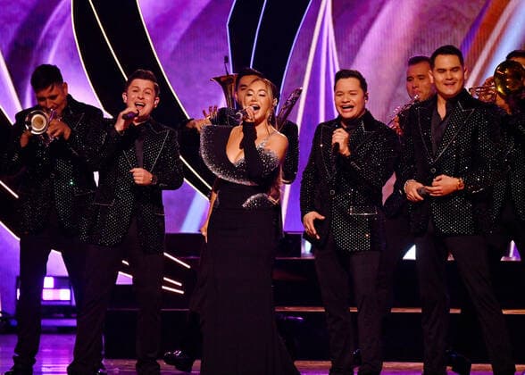 Chiquis Rivera and Banda Los Recoditos Band perform onstage during the 23rd annual Latin Grammy Awards at the Michelob Ultra Arena at Mandalay Bay Resort and Casino in Las Vegas, Nevada on Thursday, November 17, 2022.  LAV20221117056 JIMxRUYMEN