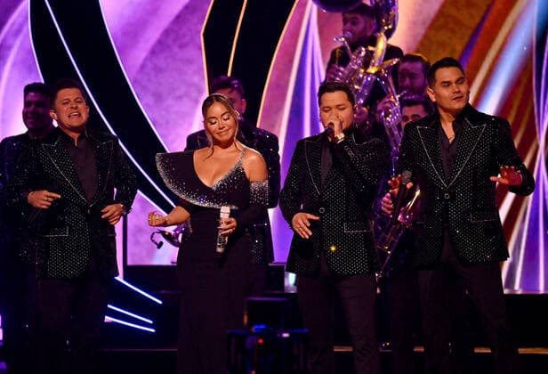 Chiquis Rivera and Banda Los Recoditos Band perform onstage during the 23rd annual Latin Grammy Awards at the Michelob Ultra Arena at Mandalay Bay Resort and Casino in Las Vegas, Nevada on Thursday, November 17, 2022.  LAV20221117704 JIMxRUYMEN