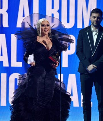 Christina Aguilera accepts the Best Traditional Pop Vocal Album award for Aguilera onstage during the 23rd annual Latin Grammy Awards at the Michelob Ultra Arena at Mandalay Bay Resort and Casino in Las Vegas, Nevada on Thursday, November 17, 2022.  LAV20221117678 JIMxRUYMEN