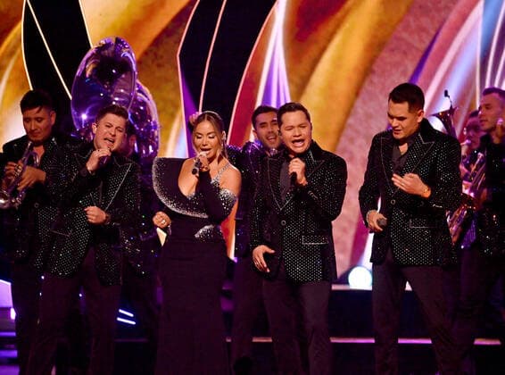 Chiquis Rivera and Banda Los Recoditos Band perform onstage during the 23rd annual Latin Grammy Awards at the Michelob Ultra Arena at Mandalay Bay Resort and Casino in Las Vegas, Nevada on Thursday, November 17, 2022.  LAV20221117705 JIMxRUYMEN