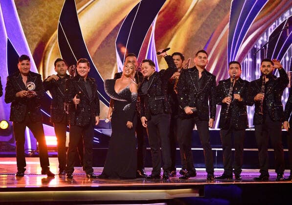 Chiquis Rivera and Banda Los Recoditos Band perform onstage during the 23rd annual Latin Grammy Awards at the Michelob Ultra Arena at Mandalay Bay Resort and Casino in Las Vegas, Nevada on Thursday, November 17, 2022.  LAV20221117706 JIMxRUYMEN