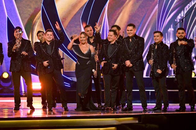 Chiquis Rivera and Banda Los Recoditos Band perform onstage during the 23rd annual Latin Grammy Awards at the Michelob Ultra Arena at Mandalay Bay Resort and Casino in Las Vegas, Nevada on Thursday, November 17, 2022.  LAV20221117707 JIMxRUYMEN