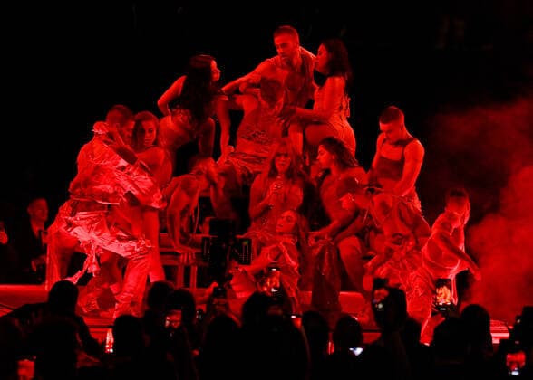 Karol G performs onstage during the 23rd annual Latin Grammy Awards at the Michelob Ultra Arena at Mandalay Bay Resort and Casino in Las Vegas, Nevada on Thursday, November 17, 2022.  LAV20221117058 JIMxRUYMEN