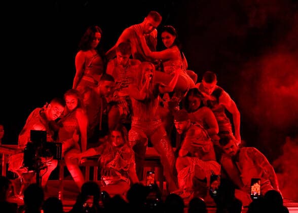 Karol G performs onstage during the 23rd annual Latin Grammy Awards at the Michelob Ultra Arena at Mandalay Bay Resort and Casino in Las Vegas, Nevada on Thursday, November 17, 2022.  LAV20221117060 JIMxRUYMEN