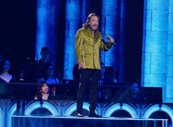 Honoree Marco Antonio Solís accepts the Person of the Year award onstage during the 23rd annual Latin Grammy Awards at the Michelob Ultra Arena at Mandalay Bay Resort and Casino in Las Vegas, Nevada on Thursday, November 17, 2022.  LAV20221117708 JIMxRUYMEN