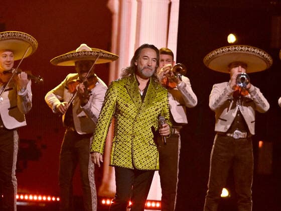 Honoree Marco Antonio Solís accepts the Person of the Year award onstage during the 23rd annual Latin Grammy Awards at the Michelob Ultra Arena at Mandalay Bay Resort and Casino in Las Vegas, Nevada on Thursday, November 17, 2022.  LAV20221117714 JIMxRUYMEN