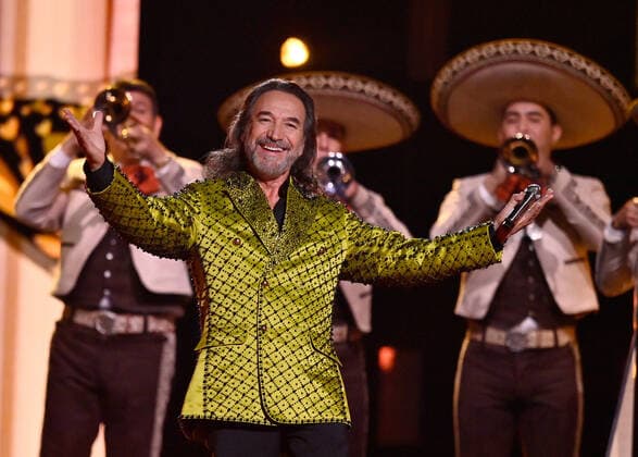 Honoree Marco Antonio Solís accepts the Person of the Year award onstage during the 23rd annual Latin Grammy Awards at the Michelob Ultra Arena at Mandalay Bay Resort and Casino in Las Vegas, Nevada on Thursday, November 17, 2022.  LAV20221117718 JIMxRUYMEN