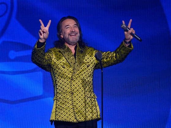 Honoree Marco Antonio Solís accepts the Person of the Year award onstage during the 23rd annual Latin Grammy Awards at the Michelob Ultra Arena at Mandalay Bay Resort and Casino in Las Vegas, Nevada on Thursday, November 17, 2022.  LAV20221117723 JIMxRUYMEN