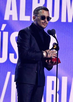 Christian Nodal accepts the Best Ranchero Mariachi Album award for EP 1 Forajido onstage during the 23rd annual Latin Grammy Awards at the Michelob Ultra Arena at Mandalay Bay Resort and Casino in Las Vegas, Nevada on Thursday, November 17, 2022.  LAV20221117077 JIMxRUYMEN