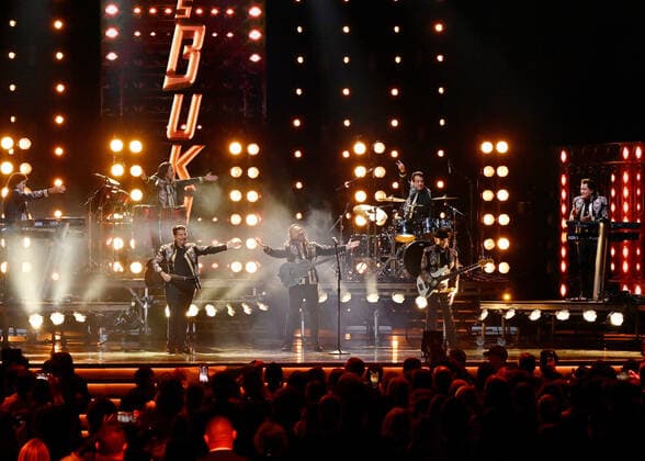 Los Bukis performs onstage during the 23rd annual Latin Grammy Awards at the Michelob Ultra Arena at Mandalay Bay Resort and Casino in Las Vegas, Nevada on Thursday, November 17, 2022.  LAV20221117082 JIMxRUYMEN