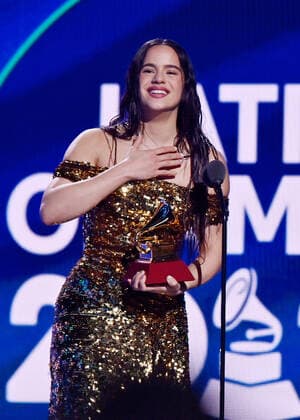Rosalía accepts the Album of the Year award for Motomami onstage during the 23rd annual Latin Grammy Awards at the Michelob Ultra Arena at Mandalay Bay Resort and Casino in Las Vegas, Nevada on Thursday, November 17, 2022.  LAV20221117087 JIMxRUYMEN