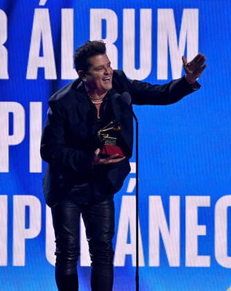 Carlos Vives accepts the Best Contemporary Tropical Album award for Cumbiana II onstage during the 23rd annual Latin Grammy Awards at the Michelob Ultra Arena at Mandalay Bay Resort and Casino in Las Vegas, Nevada on Thursday, November 17, 2022.  LAV20221117749 JIMxRUYMEN