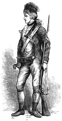 RECORD DATE NOT STATED A real American rifleman , c1776-1780 (c1880). Artist: Unknown Copyright:xThexPrintxCollector HeritagexImagesx IMAGO ,2329753 ! ACHTUNG: AUFNAHMEDATUM GESCHÄTZT!  Copyright:ThexPrintxCollector HeritagexImagesx IMAGO