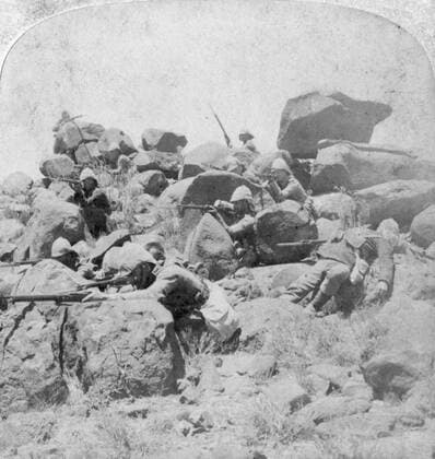 RECORD DATE NOT STATED A desperate stand at the Modder River, South Africa, 2nd Boer War, 18 December 1899. Artist: Underwood & Underwood Copyright:xThexPrintxCollector HeritagexImagesx IMAGO ,2547527 ! ACHTUNG: AUFNAHMEDATUM GESCHÄTZT!  Copyright:ThexPrintxCollector HeritagexImagesx IMAGO